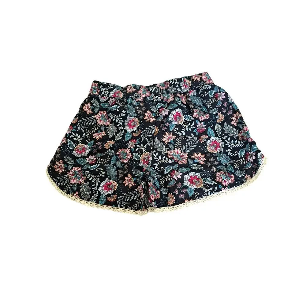 RMLA Girl’s Size 10 Yellow Lace & Dark Floral Short Set NWOT